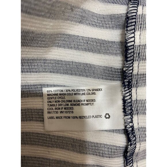 Merona Womens Blazer Knit Blue/White Striped Jacket Front Button Textured Size S - Picture 4 of 6